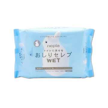 Nepia 日本-可沖馬桶抽取式濕式衛生紙60抽/袋(小白兔可分解清潔濕紙巾,妮飄便攜式濕廁紙,滋潤型衛生紙)
