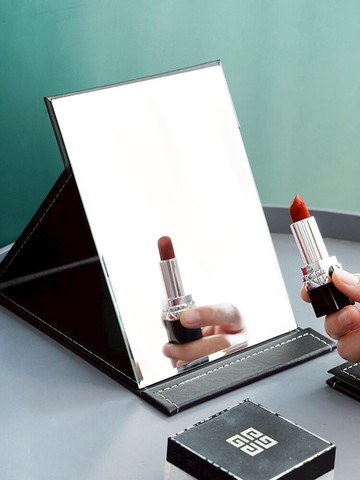 折疊鏡子化妝鏡臺式桌面可立家用小型便攜辦公室學生宿舍大號翻蓋