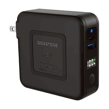 GIGASTONE 立達 4 in 1 無線充電行動電源 10000mAh Type-C PD3.0 + USB-A QC3.0充電器  QP-10200B  Black