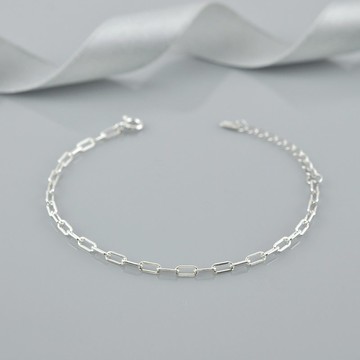 長方十字鍊手鍊(鍊寬2.5mm) 925純銀