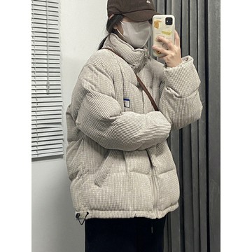 保暖外套 棉服女 麵包外套 防風 燈芯絨ins棉襖2024oversize加厚韓係外套立領棉衣棉服女 M7CK