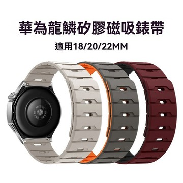 咪咪數碼💗適用華爲錶帶 gt3GT4/GT5 三星表帶watch3/4/pro 龍鱗硅膠磁吸手錶帶
