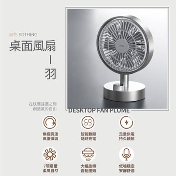 【SOTHING向物】桌面風扇 - 羽 數顯搖頭版 (太空銀) 桌面風扇 迷你風扇