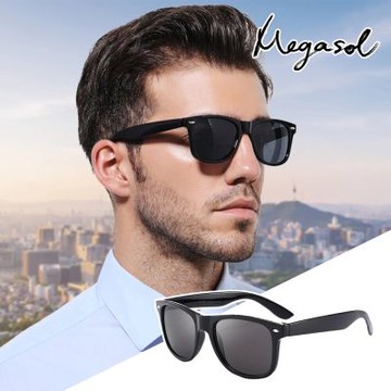 Megasol UV400防眩偏光太陽眼鏡時尚男女中性大框墨鏡(經典粗框矩方大框XD-2140-多色選)