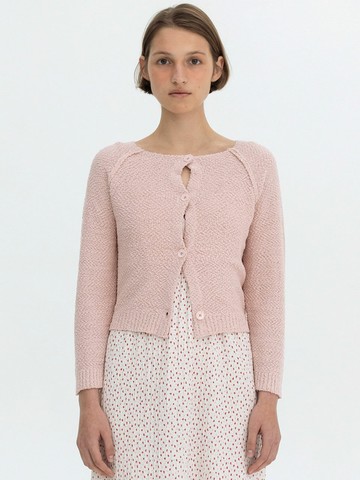 Boucle Knit Cardigan_Pink