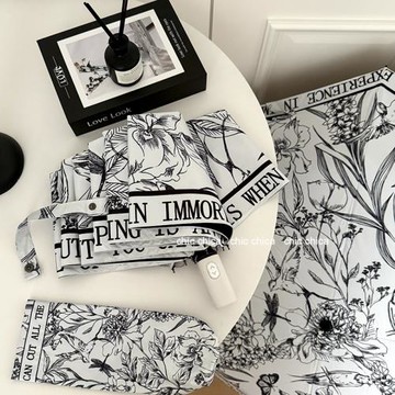 chic法式復古素描花雨傘女高顏值學生自動晴雨兩用折疊防曬太陽傘