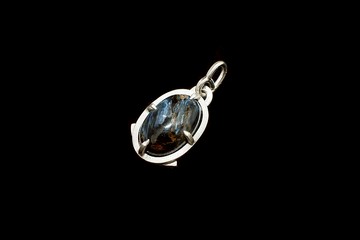 【水晶系列】藍絲絨光 彼得石純銀墜飾 _ 晶鑽浮影