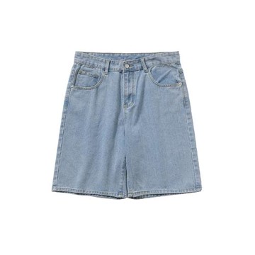 BOYUE帛躍基礎款簡約純色直筒牛仔短褲美式復古街頭時尚五分褲男