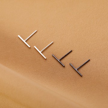 925純銀一字耳釘女年新款潮簡約小巧百搭耳環養耳洞耳飾