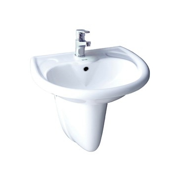 Derek 短柱面盆/不附龍頭/純白/L320-1+F420