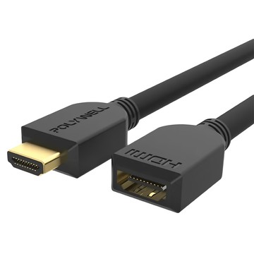 POLYWELL 寶利威爾 HDMI 2.0 延長線 公對母 0.15m 黑色  1個