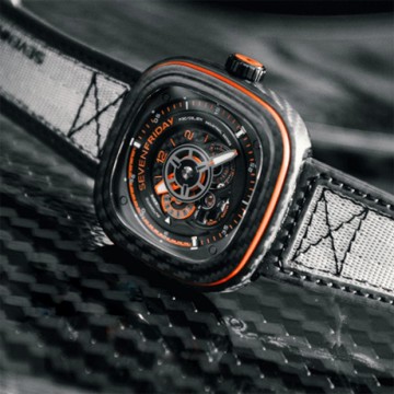 SEVENFRIDAY 橘色碳纖維限時發行版機械錶 1111買買節 送禮推薦 P3C/09