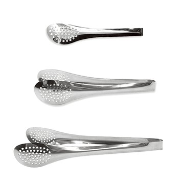 圓孔食品夾 Set 3件 不鏽鋼304材質 耐熱100°C 可重複性使用  銀色  1組