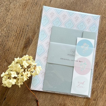 植物圖案設計 信封信紙組 條紋圖案