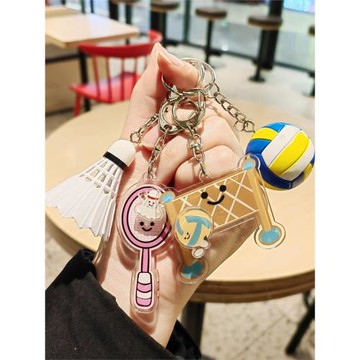 羽毛球乒乓球網球足球籃球排球棒球鑰匙扣趣味男女背包情侶小掛件