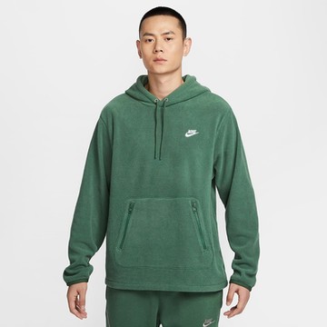 NIKE 長袖上衣 男 帽T 搖粒絨 AS M NK CLUB WINTERIZED PO HOO 綠 FZ0661-323 (2S4126)