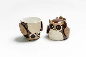 蕭克昌  貓頭鷹顛倒杯 (2入一組含杯墊)