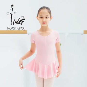 陳婷 女童兒童舞蹈服長袖荷葉裙 女孩芭蕾舞蹈練功考級表演連衣裙