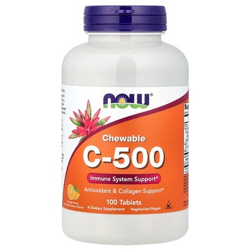 NOW Foods, C-500，橙味，100 片