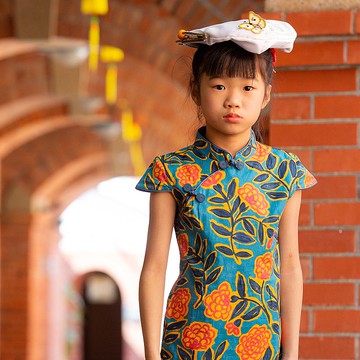 兒童旗袍 古風 四季款 花采壁畫