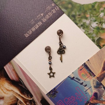 貓頭鷹鑰匙 不對稱無痛耳夾