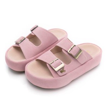 PLAYBOY 荒野漫步真皮方釦涼拖鞋-PY1116粉