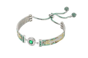 純銀八心八箭鋯石五併手鍊 - 碧波盪漾