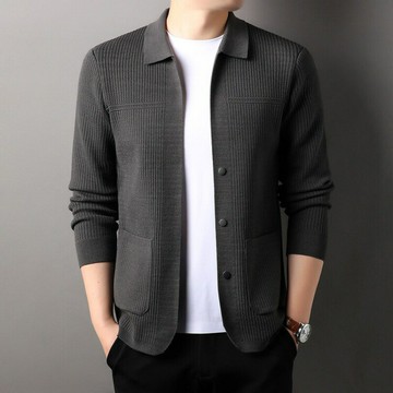 【巴黎精品】現貨+預購 頂級長袖針織衫直筒褲休閒外套秋冬大碼男裝-秋季翻領男上衣4色a1lf26