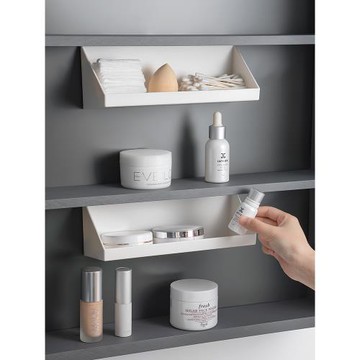 斜面鏡柜化妝品收納盒壁掛式免打孔透明儲物盒化妝棉雜物整理盒子