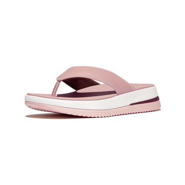 FitFlop SURFF 撞色縫線皮革夾腳涼鞋-女(藕粉色/柔粉色)
