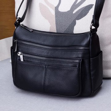真皮女式斜挎包2026新款時尚多層大容量單肩包中年媽媽女士大包包