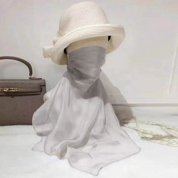 品牌原單防曬面紗夏季防紫外線真絲透氣口罩女士薄款護頸遮臉面罩