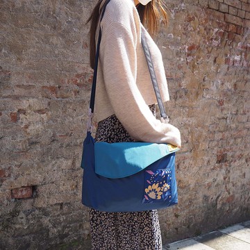 遛遛包【再生寶特瓶環保布】斜背+托特二包合一(星空藍)