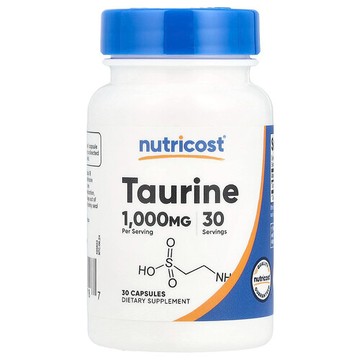 Nutricost, 牛磺酸，1,000 毫克，30 粒膠囊