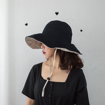 日本單尾貨uv雙面戴漁夫帽女夏季防曬遮陽帽寬檐網紅兩面魚夫帽子1入