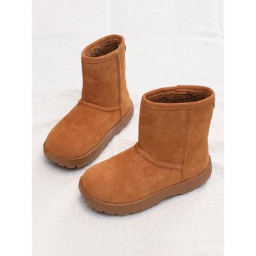 時尚情侶款雪地靴女加絨保暖棉鞋真皮女靴厚底短靴女款東北雪地鞋