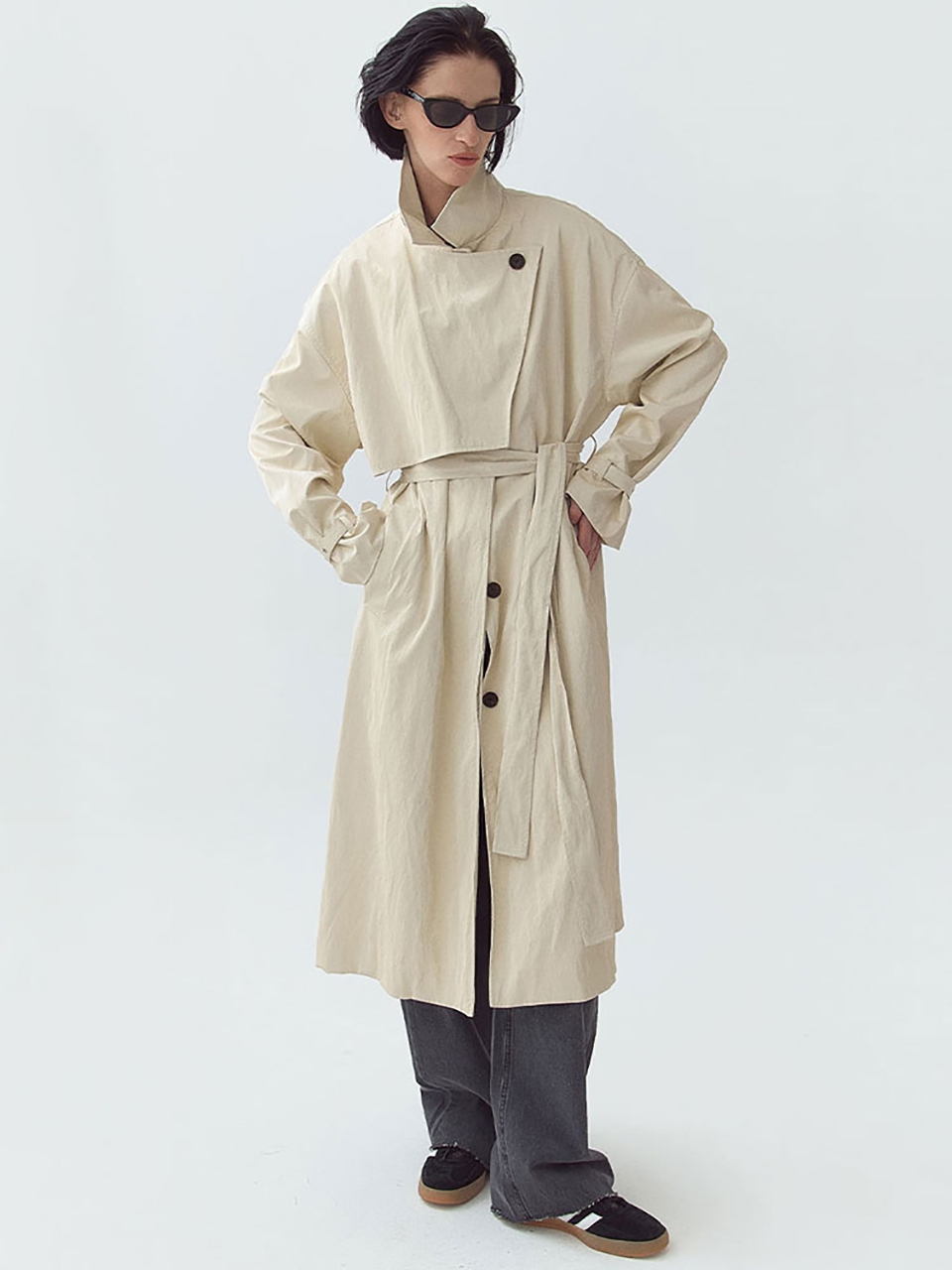 MAGJAY Leather Oversized Trench Coat