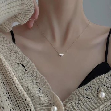 S925純銀精致氣質小愛心2025年夏項鏈女鎖骨鏈禮物設計感百搭簡約