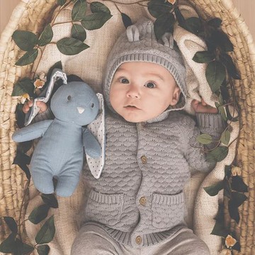 北歐 瑞典 Teddykompaniet Elina 霧藍棉麻兔兔 新年禮物