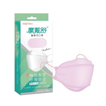 【4D立體韓版】摩戴舒 醫療用口罩 (未滅菌)-魚型口罩櫻花粉(10片/盒)