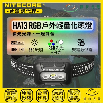 【錸特光電】NITECORE HA13 2026 RGB戶外輕量化頭燈