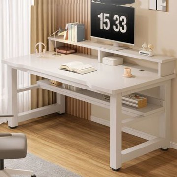 台式電腦桌 附桌面置物架 桌下書架 80×60×75CM 工作台 辦公桌 書桌 電腦桌 學習桌 寫字桌