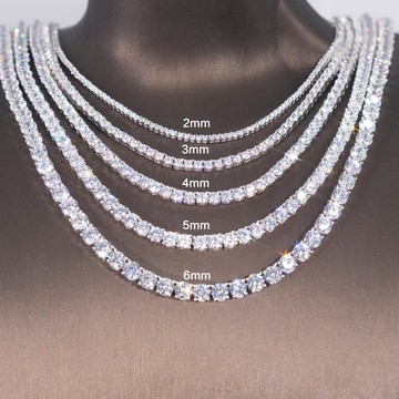 Wbj 2-6mm四抓鑲嵌網球項鍊 純銀鑽鍊