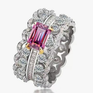 現貨+預購 頂級莫桑鑽石戒指925純銀戒指婚戒女鑽戒子求婚戒情人節禮物-高級祖母切滿鑽74lp37【獨家進口】【米蘭精品】