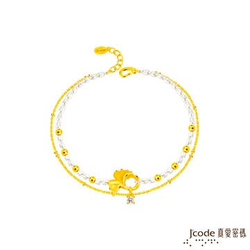 【J'code真愛密碼金飾】 珍杏福硬金/天然珍珠手鍊-雙排