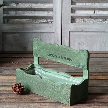 Zakka實木做舊花盆家居裝飾仿古做舊花園庭院家居擺件1入