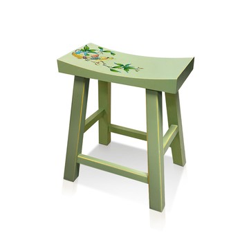 【C'est Chic】江南小鎮手繪楊木馬鞍凳-幅43cm-風化豆綠