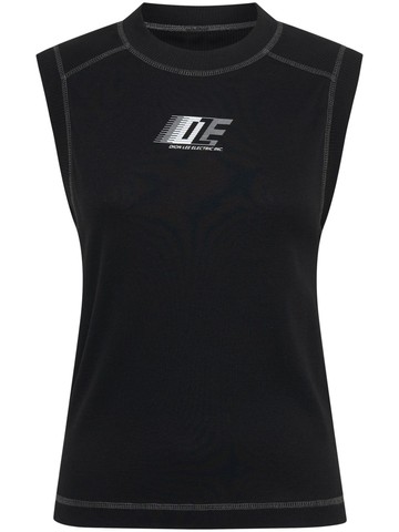Dion Lee - logo-print sleeveless T-shirt - women - Organic Cotton - XXS - Black