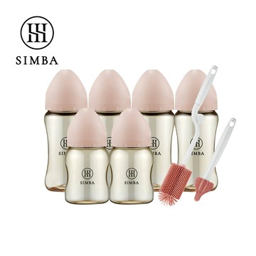 Simba 小獅王辛巴 - 省力洗瓶！蘊蜜鉑金PPSU寬口奶瓶極淨組-新生適用-栗粉