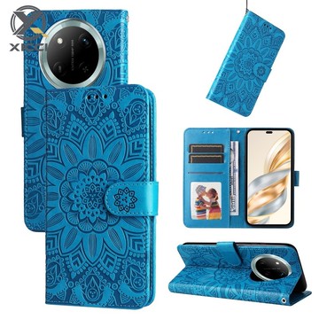 XICCI 翻蓋手機殼適用於華為 Honor X9C X9A X9B X6B X5B X7B X7C 手機殼向日葵壓紋皮